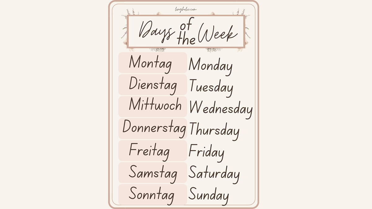 Days of the Week in German