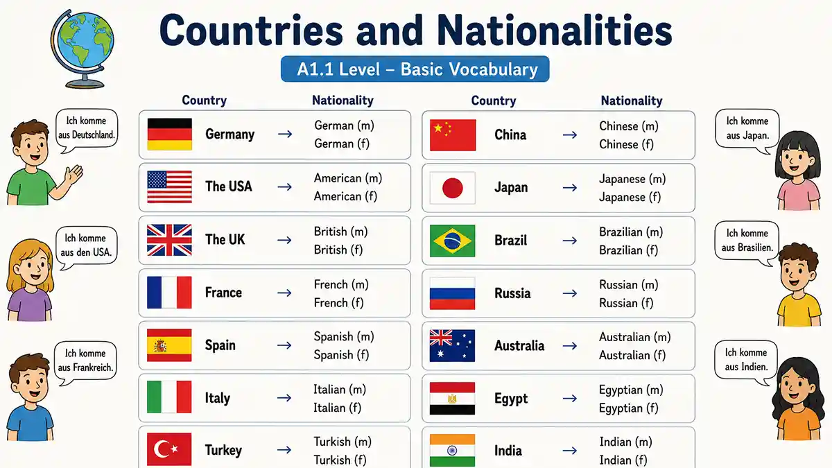 Länder und Nationalitäten A1.1